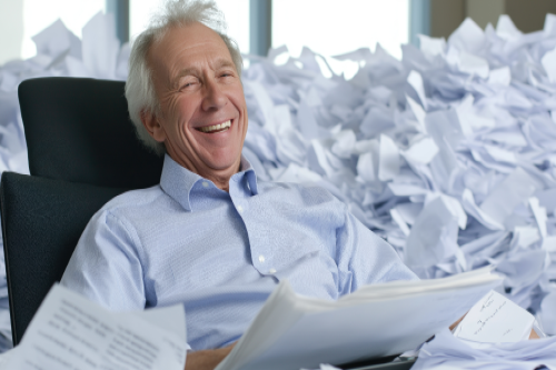 Leader laughing in chaos